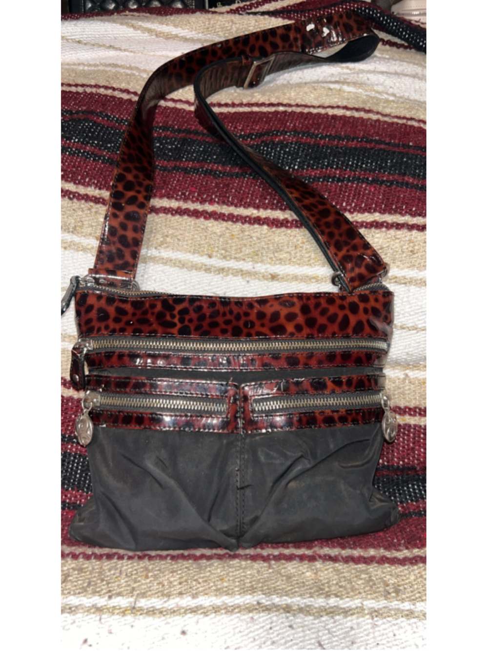Women's Brighton Crossbody Bag One Size Black Brown Animal Print